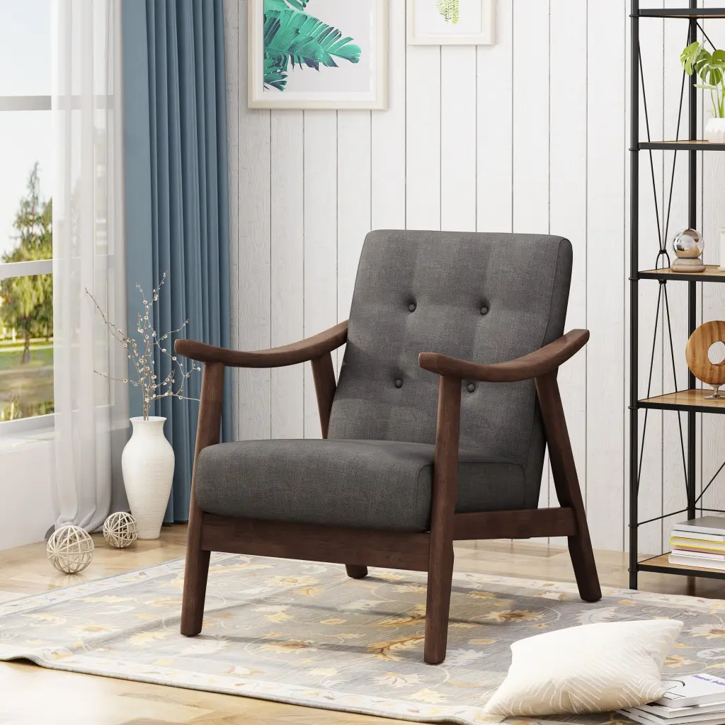 Lydia Sofa 1 Seater Dark Grey Fabric Single Seat Couch nh-bc furniturings