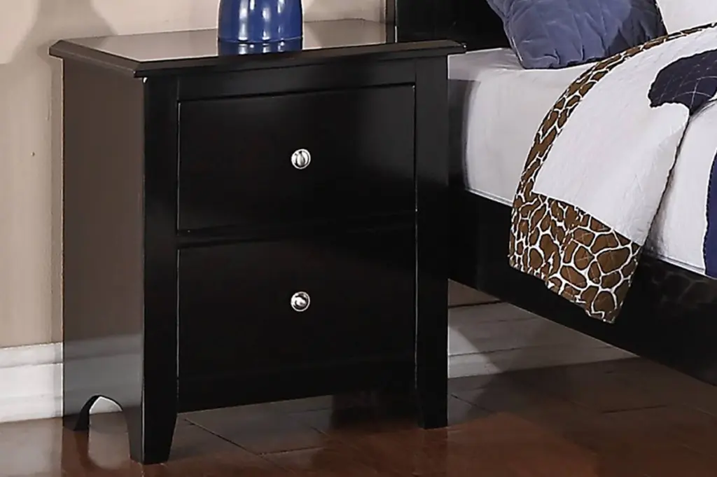 Bedroom Bed Side Table Nightstand Black Timber 2 Drawers Table kanepe