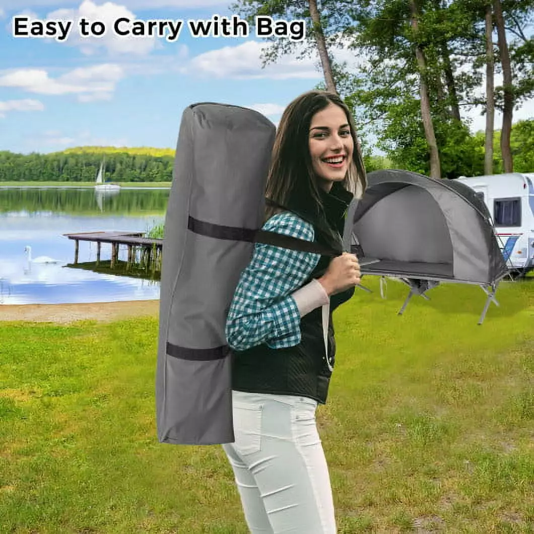 2-Person Outdoor Camping Tent External Cover Easy Set Up Gray Waterproof Shelter