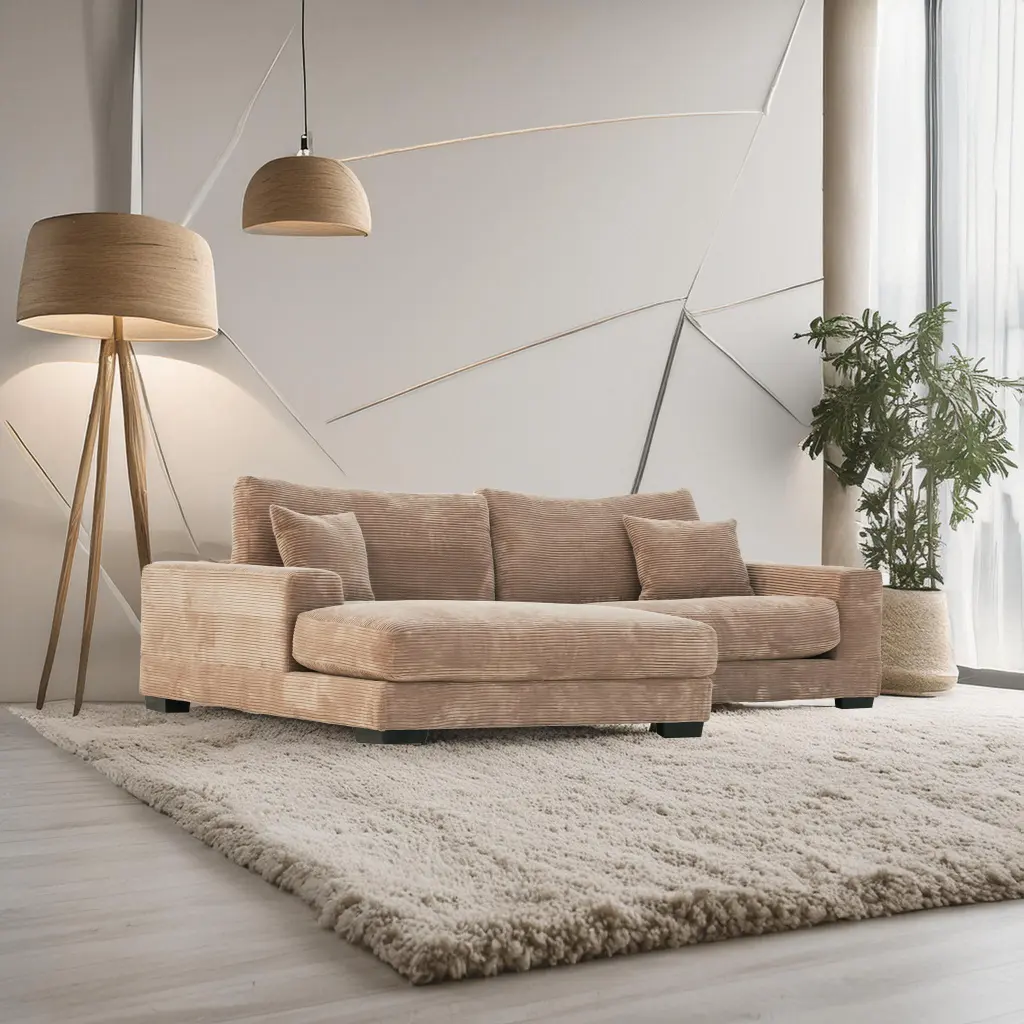 Bella Tan Corduroy Left Facing 2 Piece Sectional Sofa Wood Frame Comfortable Living Room Furniture american homestead furn...