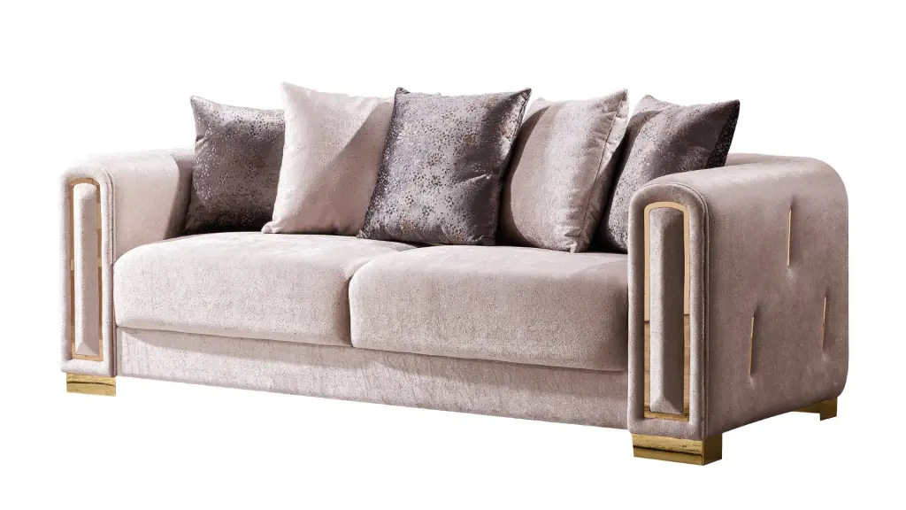 2-Piece Modern Living Room Set Beige Velvet Timber Frame galaxy home furnishings