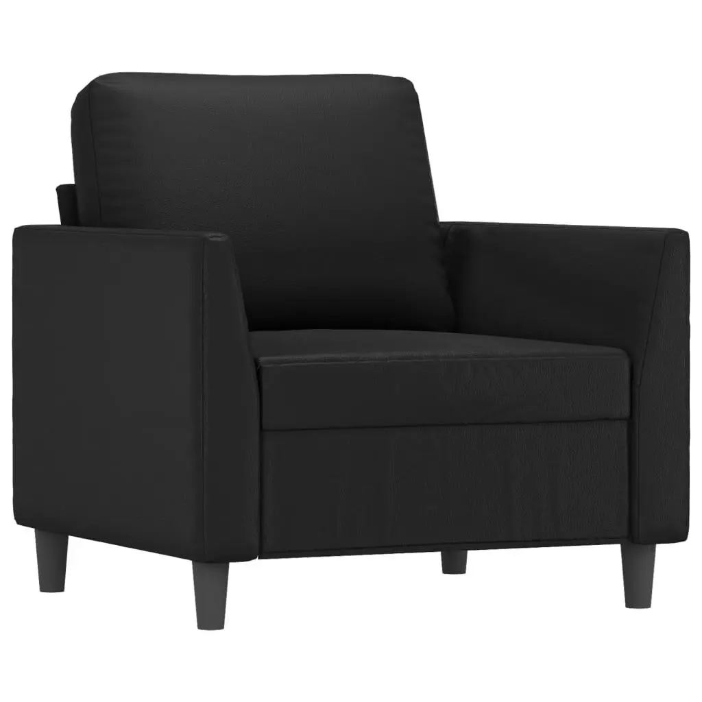2-Seater Sofa Black 55.1 Inch Faux Leather Modern Living Room Couch