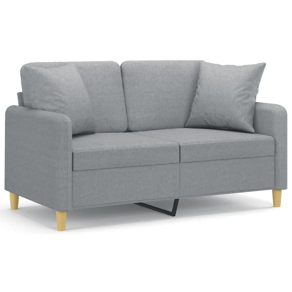 2-Seater Sofa Throw Pillows Dark Gray 55.1 Inch Fabric Living Room Couch