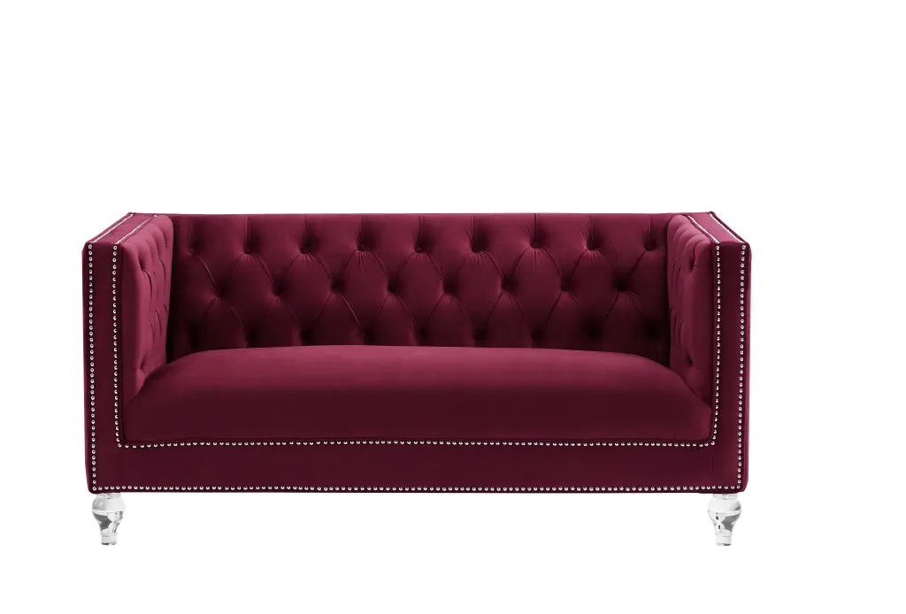 Two Seater Red Velvet Sofa Red Velvet hao xiang store