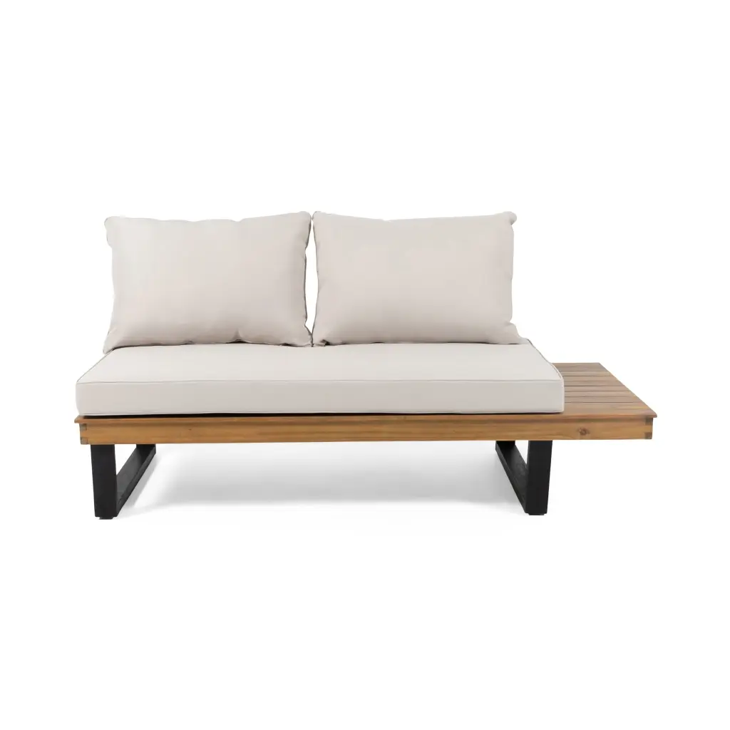 Sebastian 2 Seater Sofa Right Side Beige Acacia Wood nh-gardenpara