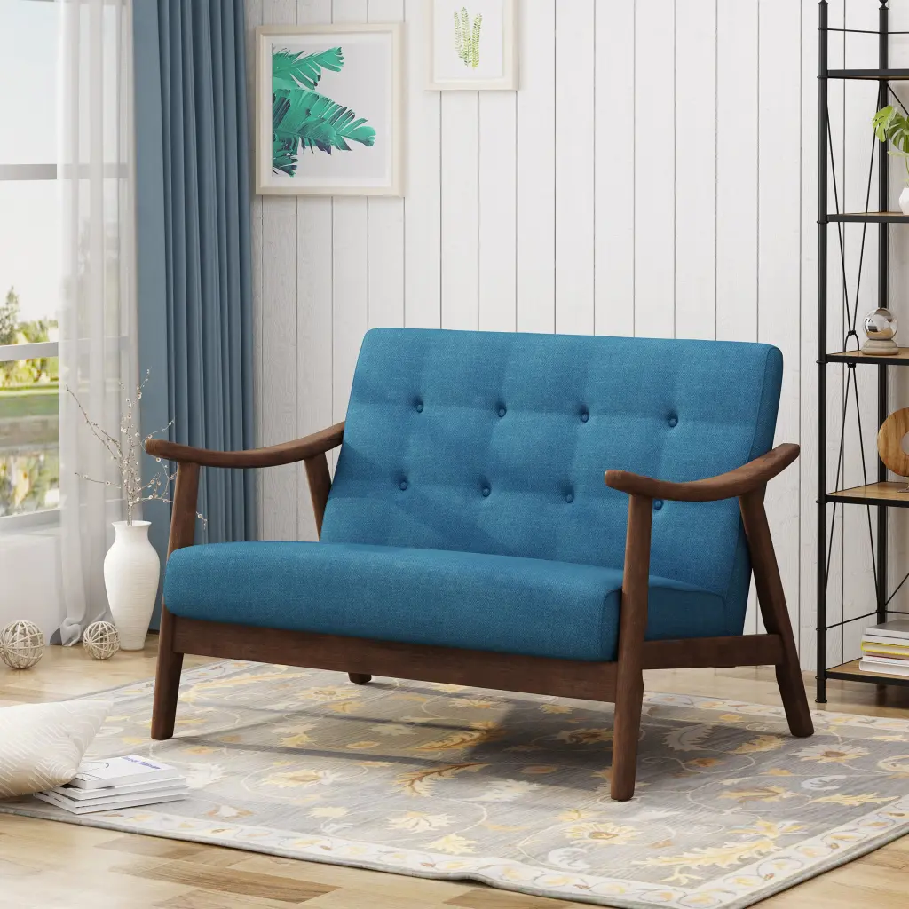 Lydia Sofa 2 Seater Navy Blue Material Comfortable Living Room Couch nh-inmax