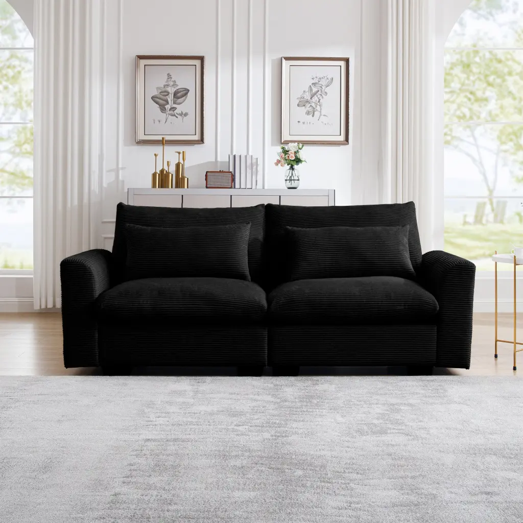 Modern 2 Seater Corduroy Sofa Armrests Small Apartment Living Room ui furniture