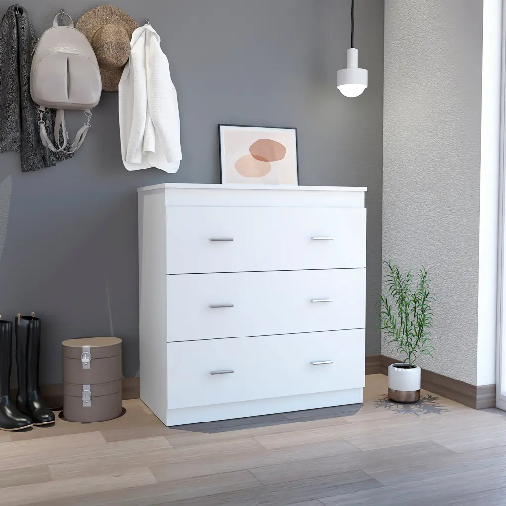 White 3 Drawer Dresser White Bedroom Particle Board furniture max