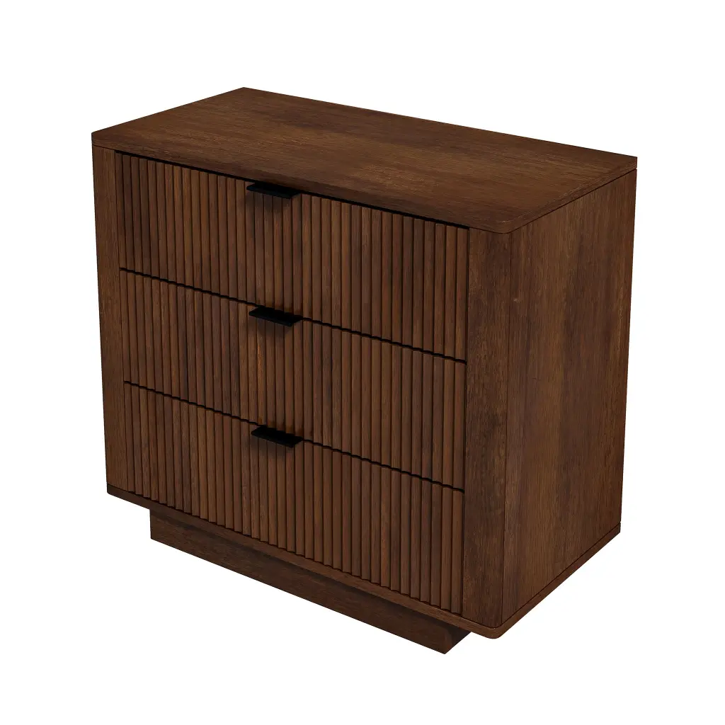 Lola Walnut Nightstand 3 Drawer Brown Bedroom Side Table Timber Finish ashcroft furniture