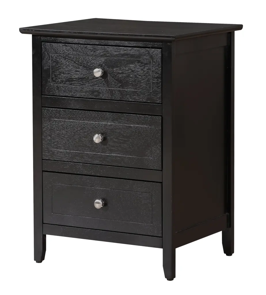 Daniel G1313 Nightstand 3 Drawers Black Finish Particle Board glory furniture