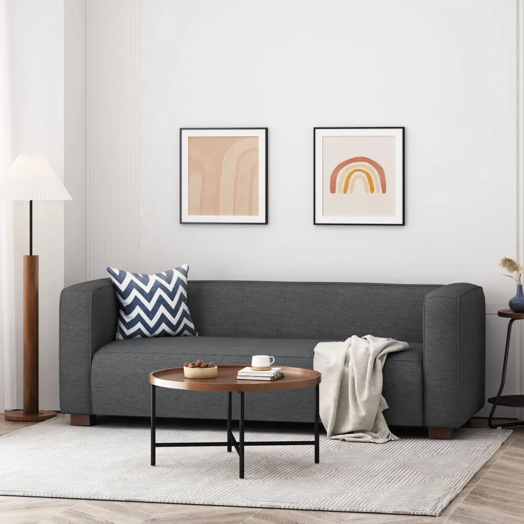 Charcoal 3-Seat Sofa Modern Comfortable Living Room Couch nh-perfect home