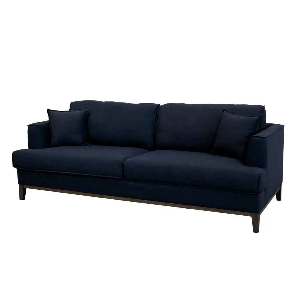 Aspen Navy Linen Sofa 3-Seater Wooden Legs Modern Living Room Furniture american homestead furniture