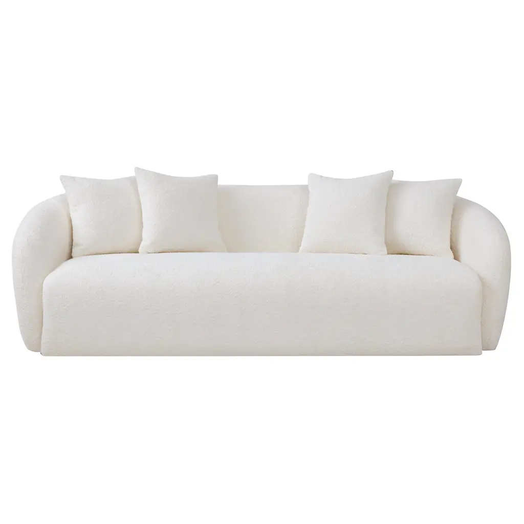 Linden Ivory Boucle Sofa White Boucle 3 Seat Modern Living Room Furniture ashcroft furniture