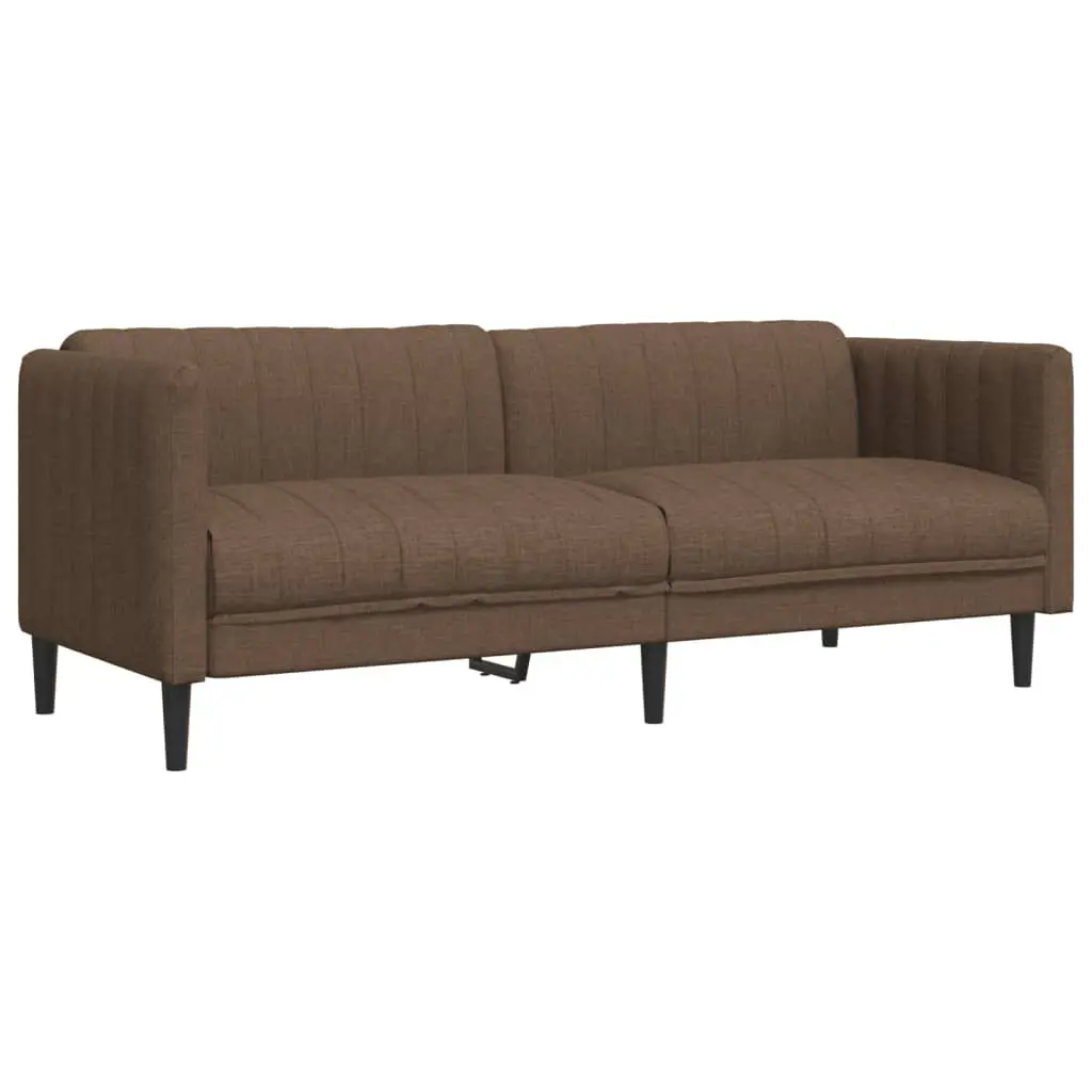 Brown Faux Suede Leather 3-Seater Sofa Living Room Couch