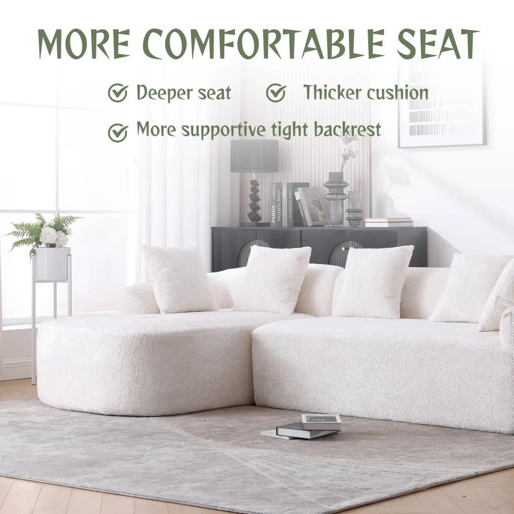 Coolmore Boucle Sofa 3 Seater Living Room Oversized Comfy Sofa coolmore w-395