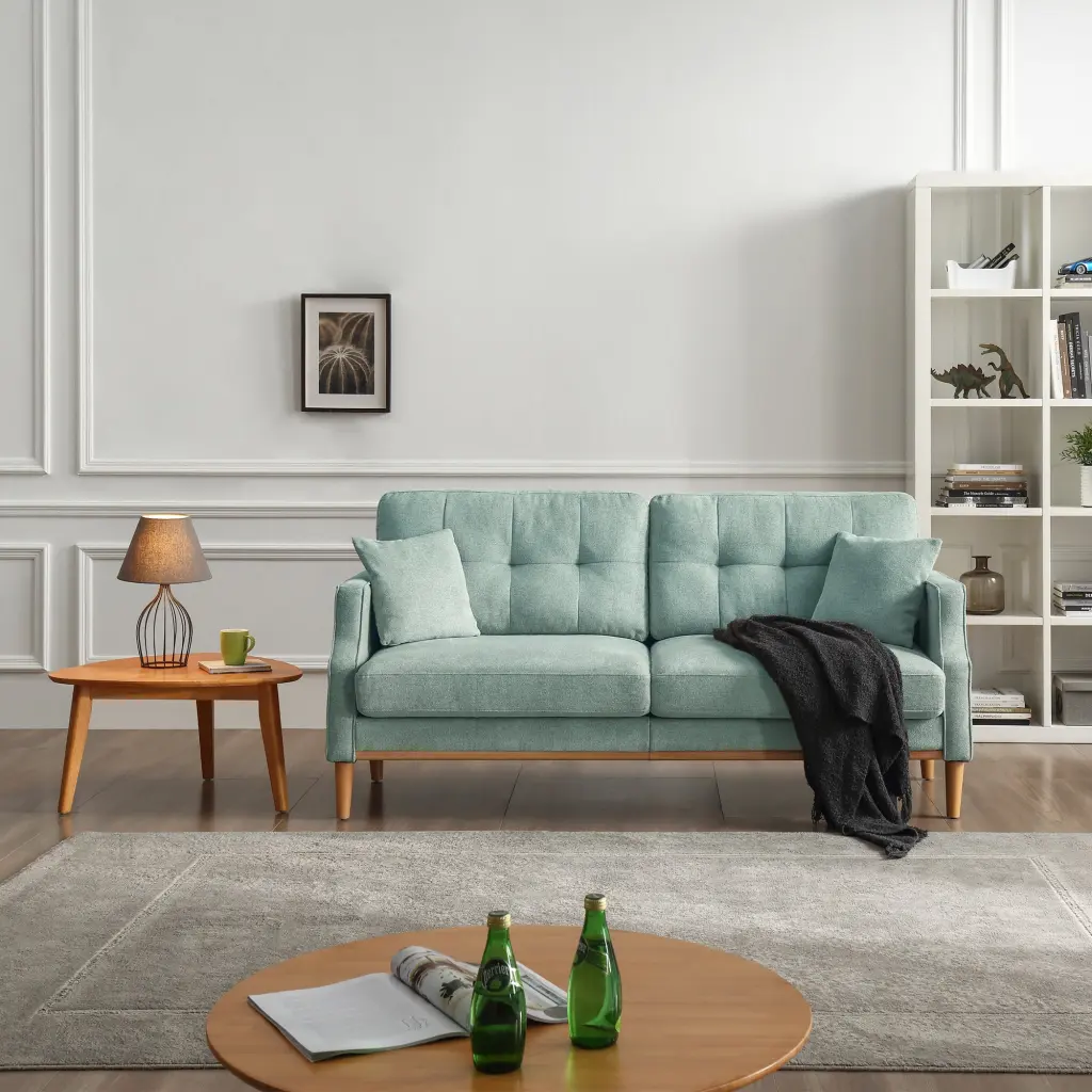 Living Space Sofa 3 Seater Water-resistant Material USB Charge Port Blue liyasifurnitureco.-ltd.