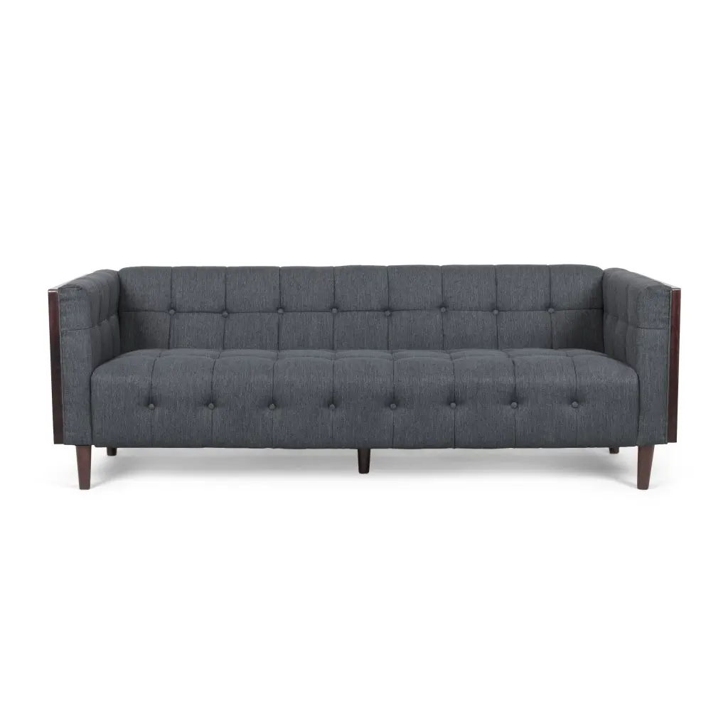3 Seater Sofa Charcoal Fabric Comfortable Living Room Couch nh-inmax