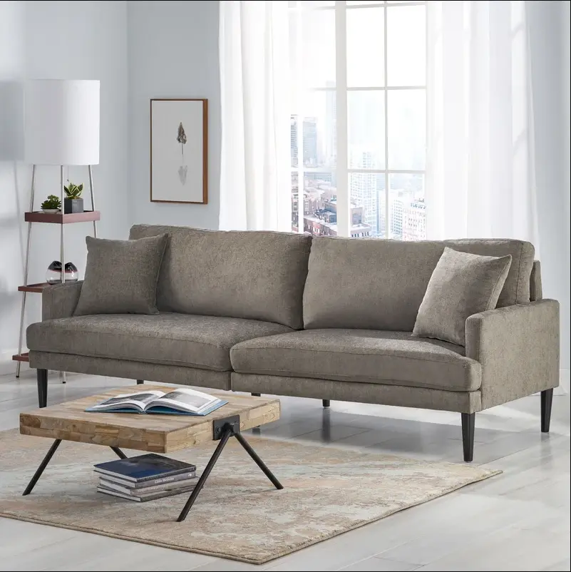 3 Seater Sofa Grey Material Modern Living Room Couch nh-inmax