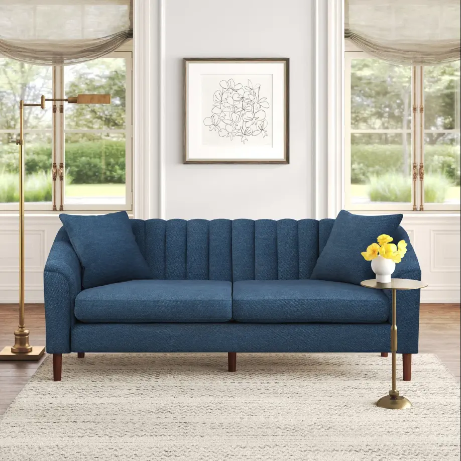 3 Seater Sofa Navy Blue Premium Fabric Living Room nh-inmax