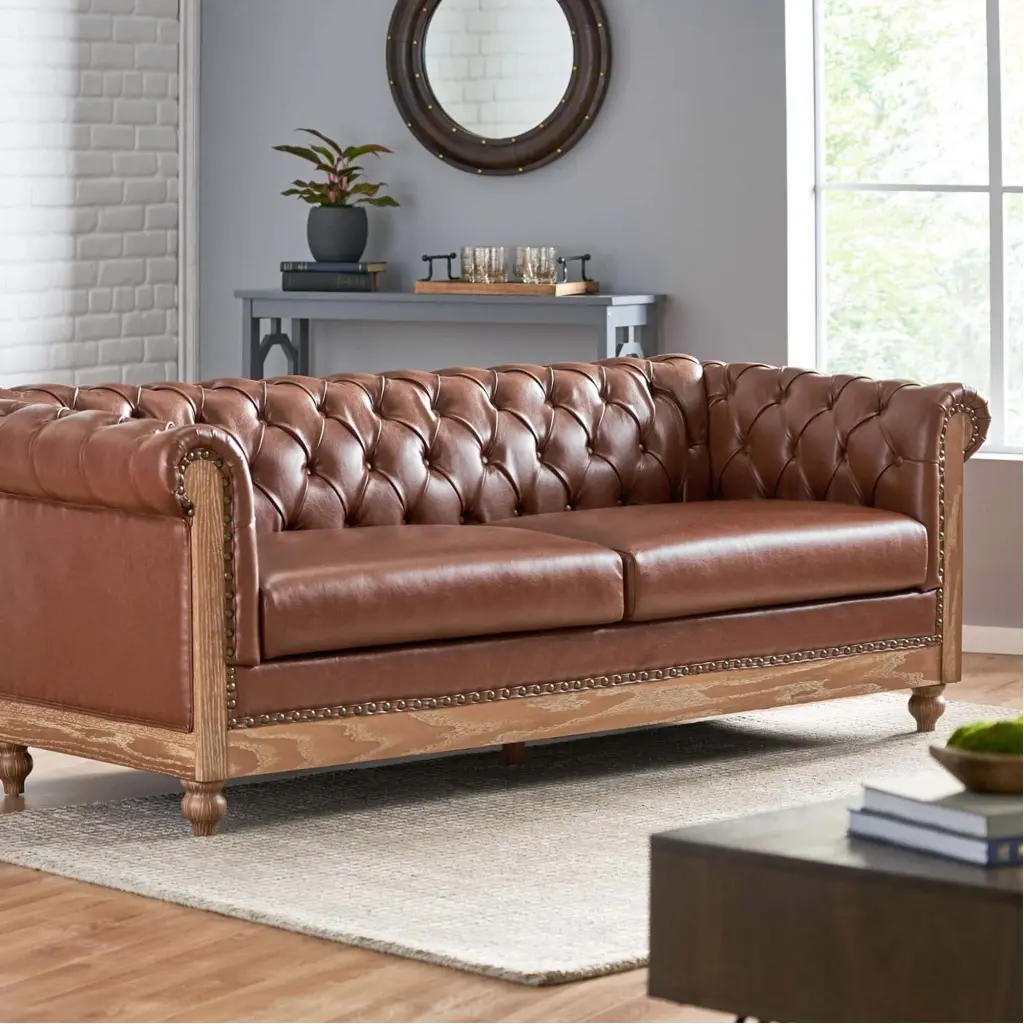 Mirod Comfy 3 Seat Sofa Timber Legs Retro Style Living Room Furniture nh-mirod