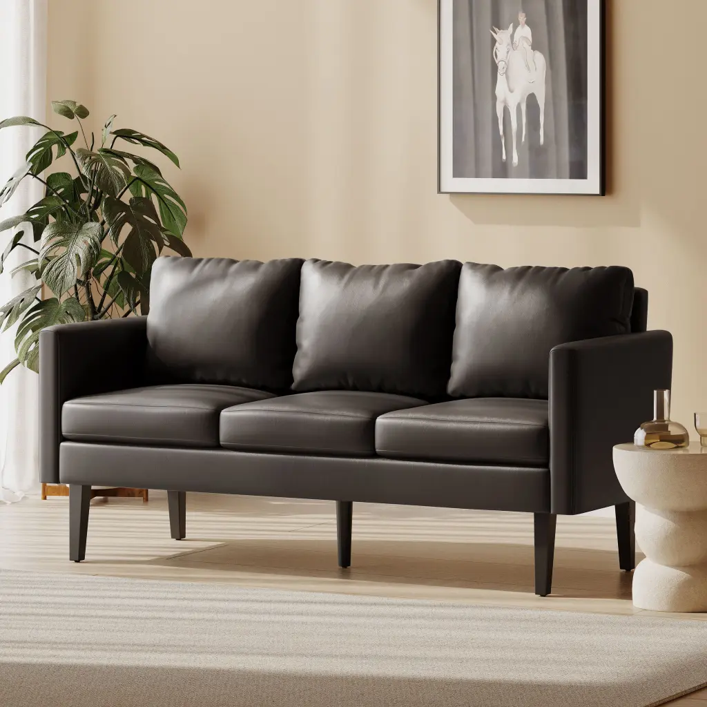 3 Seat Sofa Wooden Legs Retro Style Living Room Couch Study nh-mirod