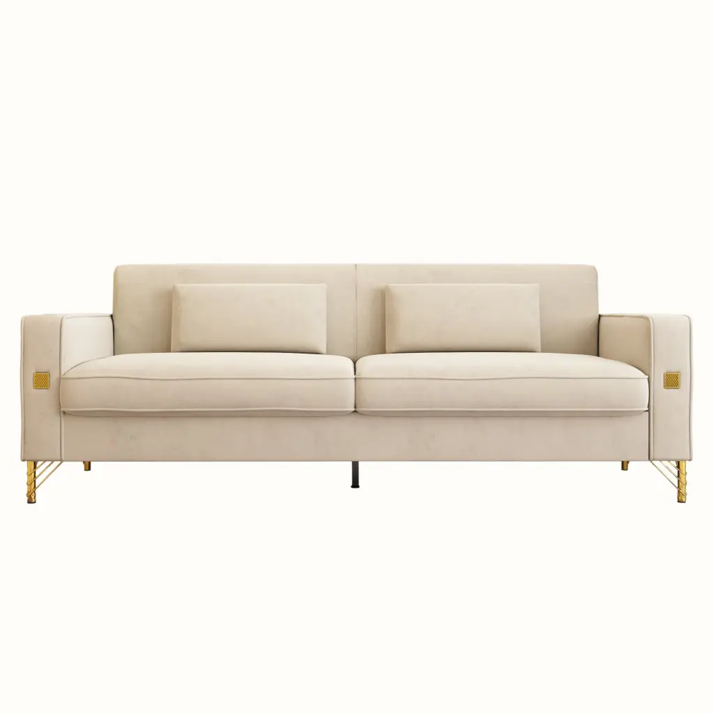 Fx P18 Cw Premium Velvet Sofa Gold Accents Modern 3-Seater Couc rnb