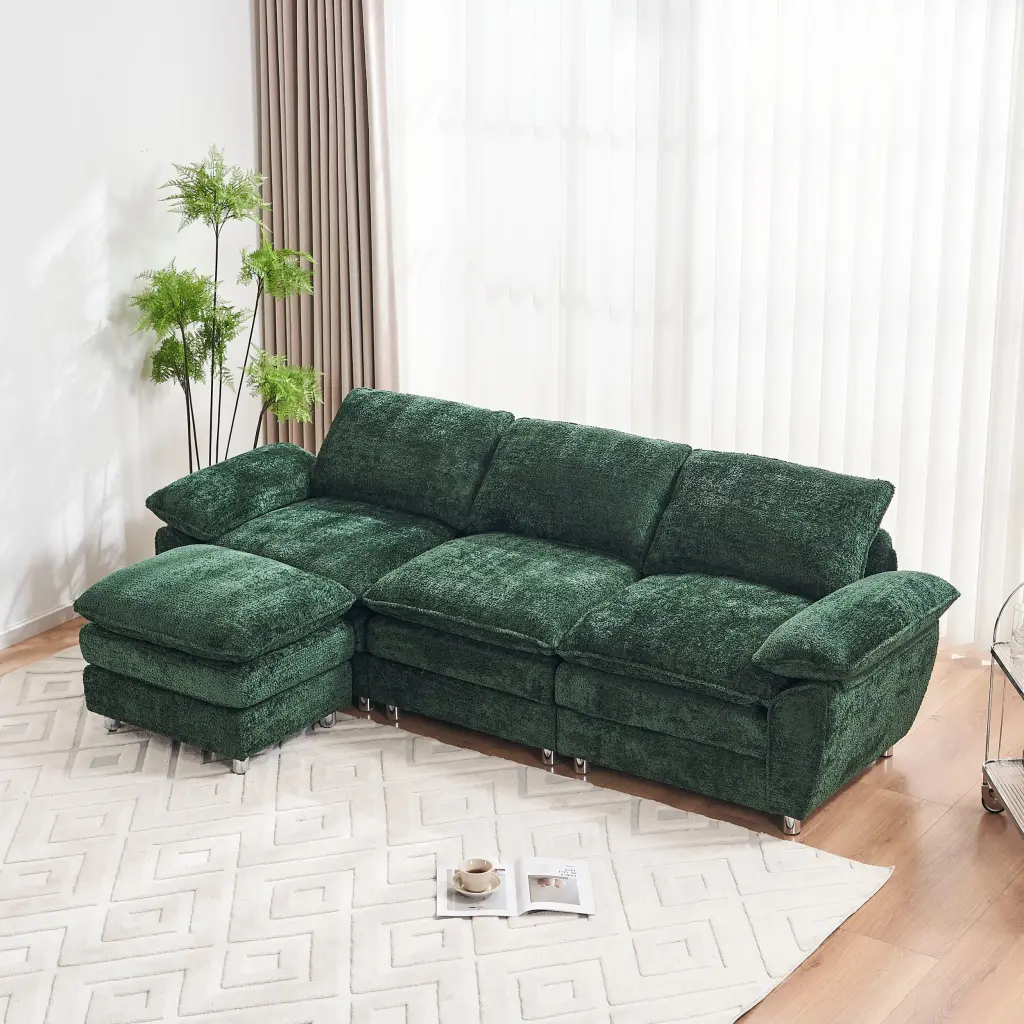Modern Deep 3 Seat Sofa Couch Ottoman Polyester Sofa Sleeper w2363