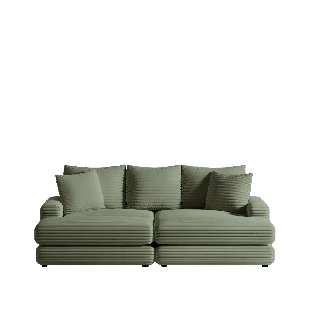 86.6 Inch Corduroy 3 Seater Sofa 3 Back Pillows and 2 Toss Pillows welike furniture