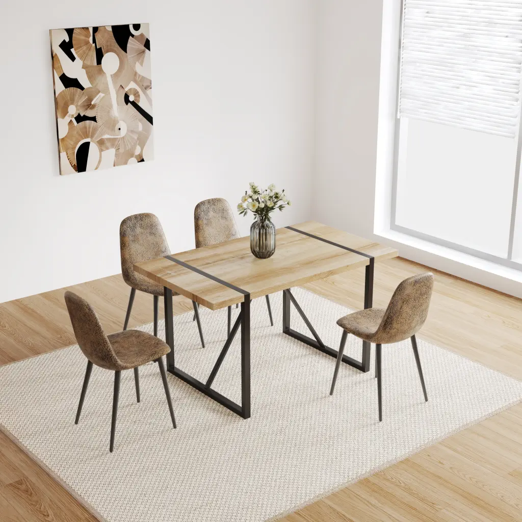 Mdf Timber Colour Dining Table Set 4 And Modern Dining Chairs Mid Century nuoli office furniture