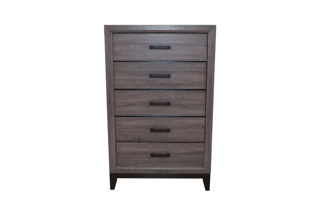Contemporary Style 5 Drawer Chest Made Wood Gray, Gray Bedroom Dresser Ample Storage galaxy home furnishings