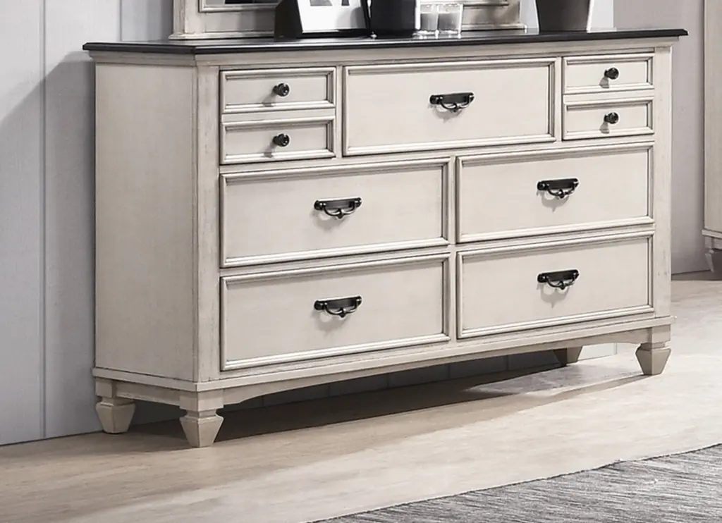 Farmhouse Two Tone Finish Dresser Storage Drawers Bedroom kanepe