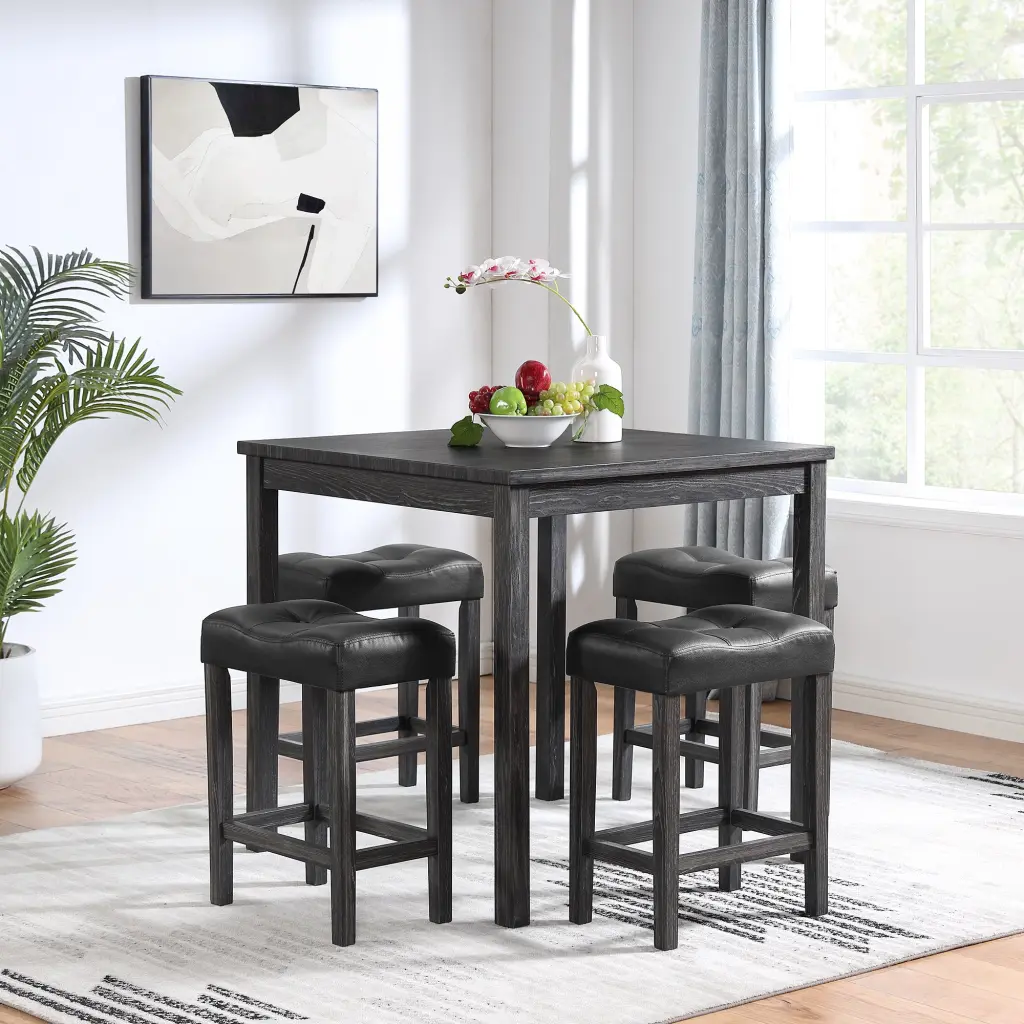 5 Piece Dining Table Set Bar Table and Chairs Industrial Style chuangyuan wood industry