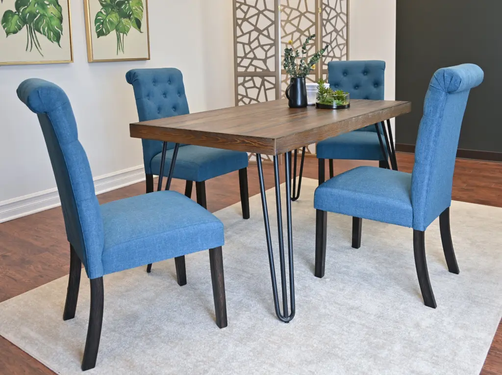 Ashford 5 Piece Dining Set Hairpin Dining Table 4 Chairs 4 Colors hz