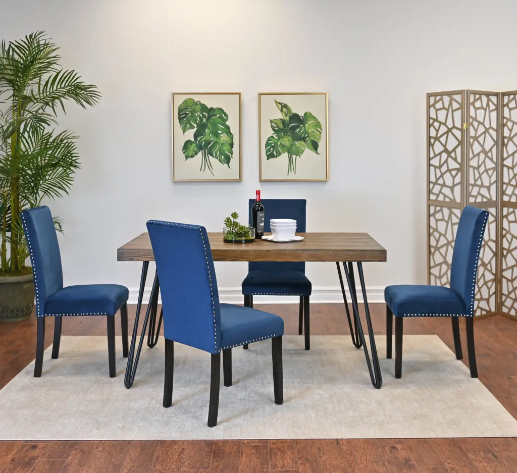 ASO 5 Piece Dining Set Hairpin Dining Table 4 Chairs 3 Color Options hz