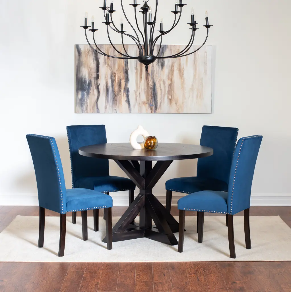Enbridge 5 Piece Dining Set Cross Buck Dining Table 4 Chic Chairs hz