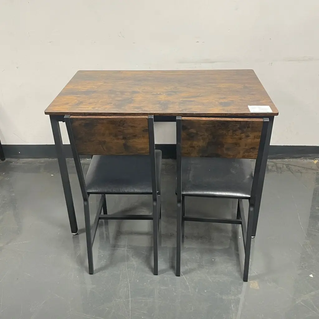 Dining Set 5 Kitchen Table 4 Upholstered Chairs Rustic Brown jhx