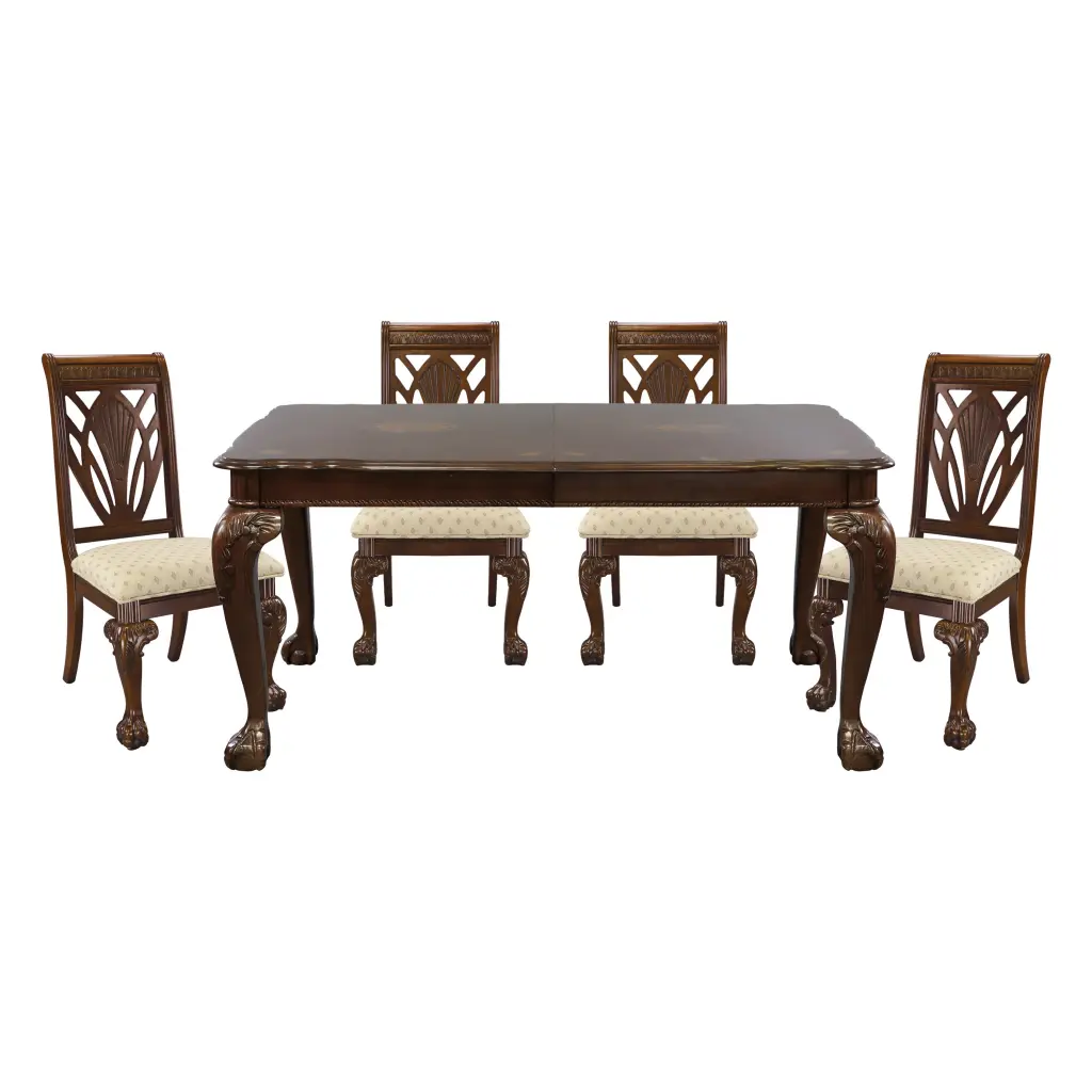 Dark Cherry Finish Formal Dining 5Pc Set Table Extension Leaf Elegant Dining kanepe