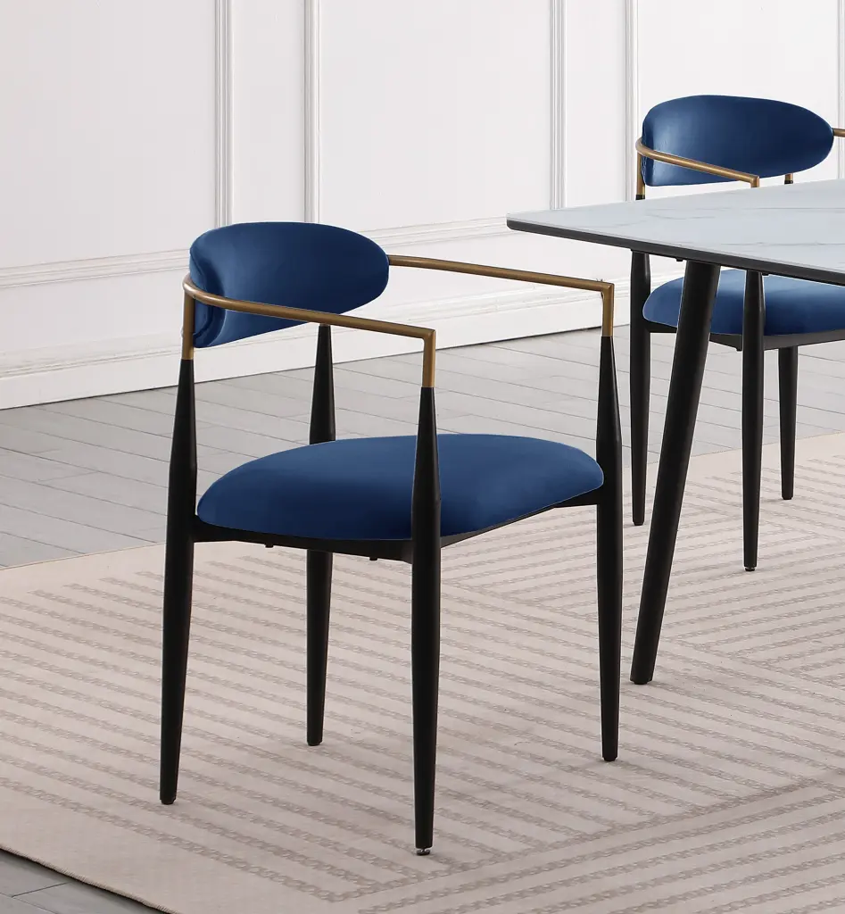 Modern Contemporary 5 Piece Dining Set White Sintered Marble Table And Blue Chairs kanepe