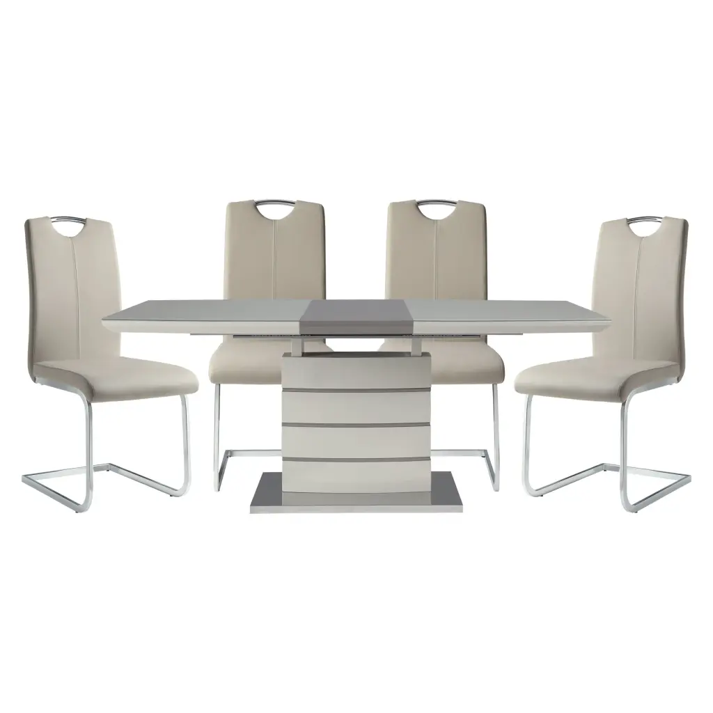 Modern 5 Piece Dining Set Self Storing Leaf and Polished Design kanepe
