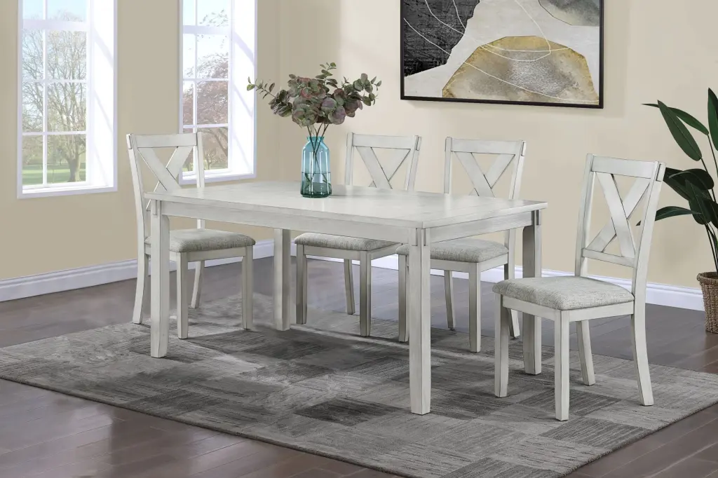 Rustic Farmhouse Transitional 5-Piece Rectangular Dinette Dining Set kanepe