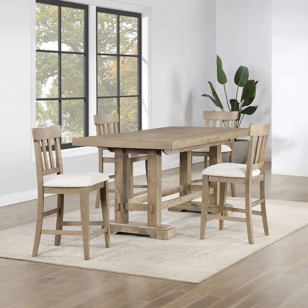 Napa 5-Piece Dining Set Counter Table Sand Light Brown Timber steve silver furniture