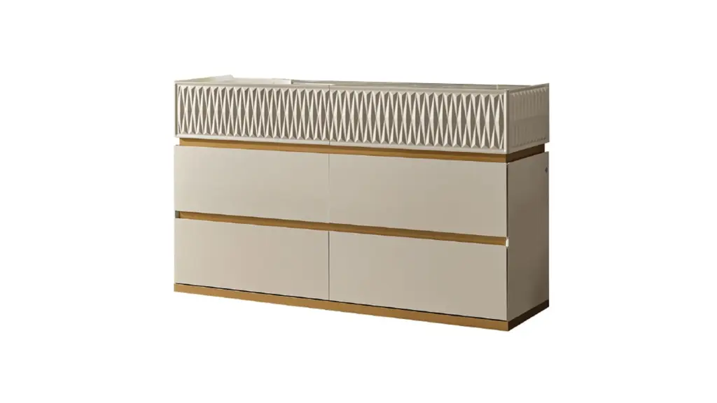 Delfano Modern 6 Drawer Dresser Wood Beige Finish galaxy home furnishings