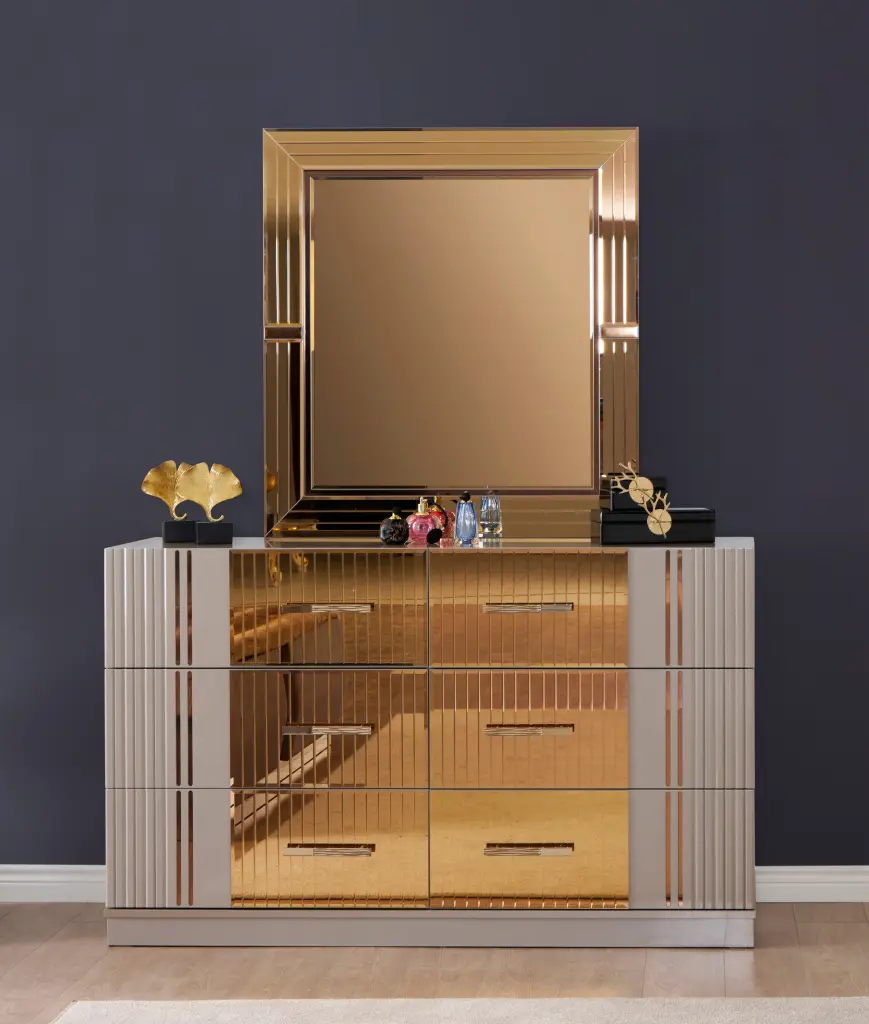 Lorenzo Gray Dresser Wood Frame Bedroom Storage Furniture galaxy home furnishings
