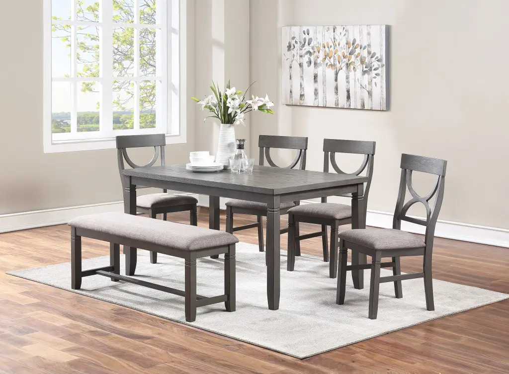 Dining Room Furniture 6 Piece Set Rectangle Table 4 Chairs And Bench kanepe