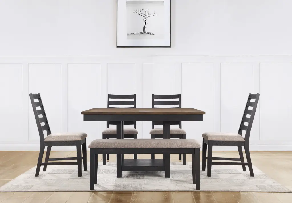 Harington 6 Piece Black Dining Set Modern Kitchen Table and Chairs steve silver furniture