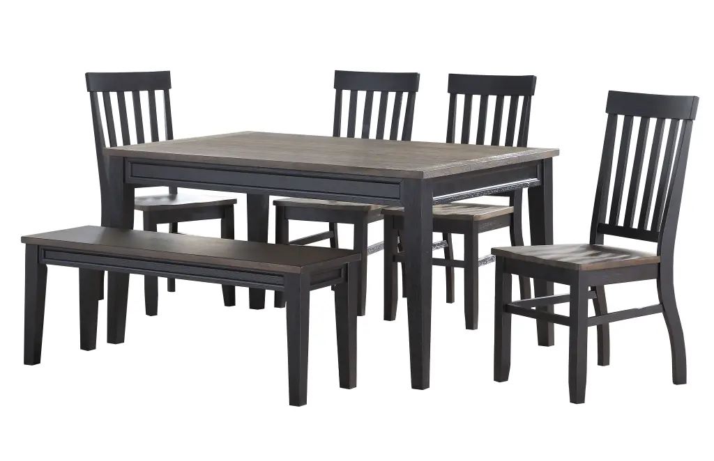 Raven 6 Piece Dining Set Dark Brown Timber Table and Chairs steve silver furniture