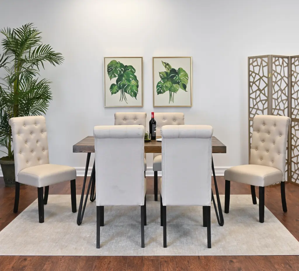 Ashford 7 Piece Dining Set Hairpin Dining Table 6 Chairs 4 Colors hz