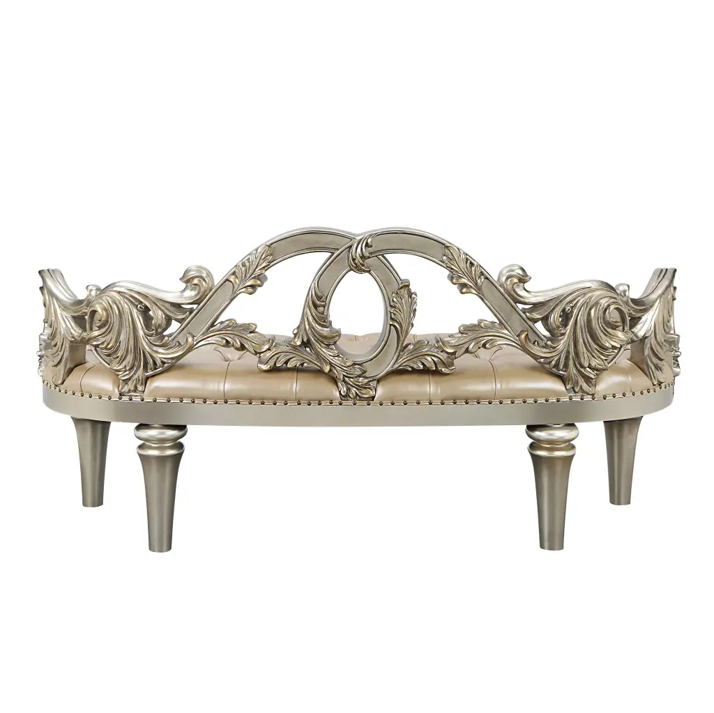 Danae Bench Champagne PU Precious Metal Finish BD01239 acme onsite store