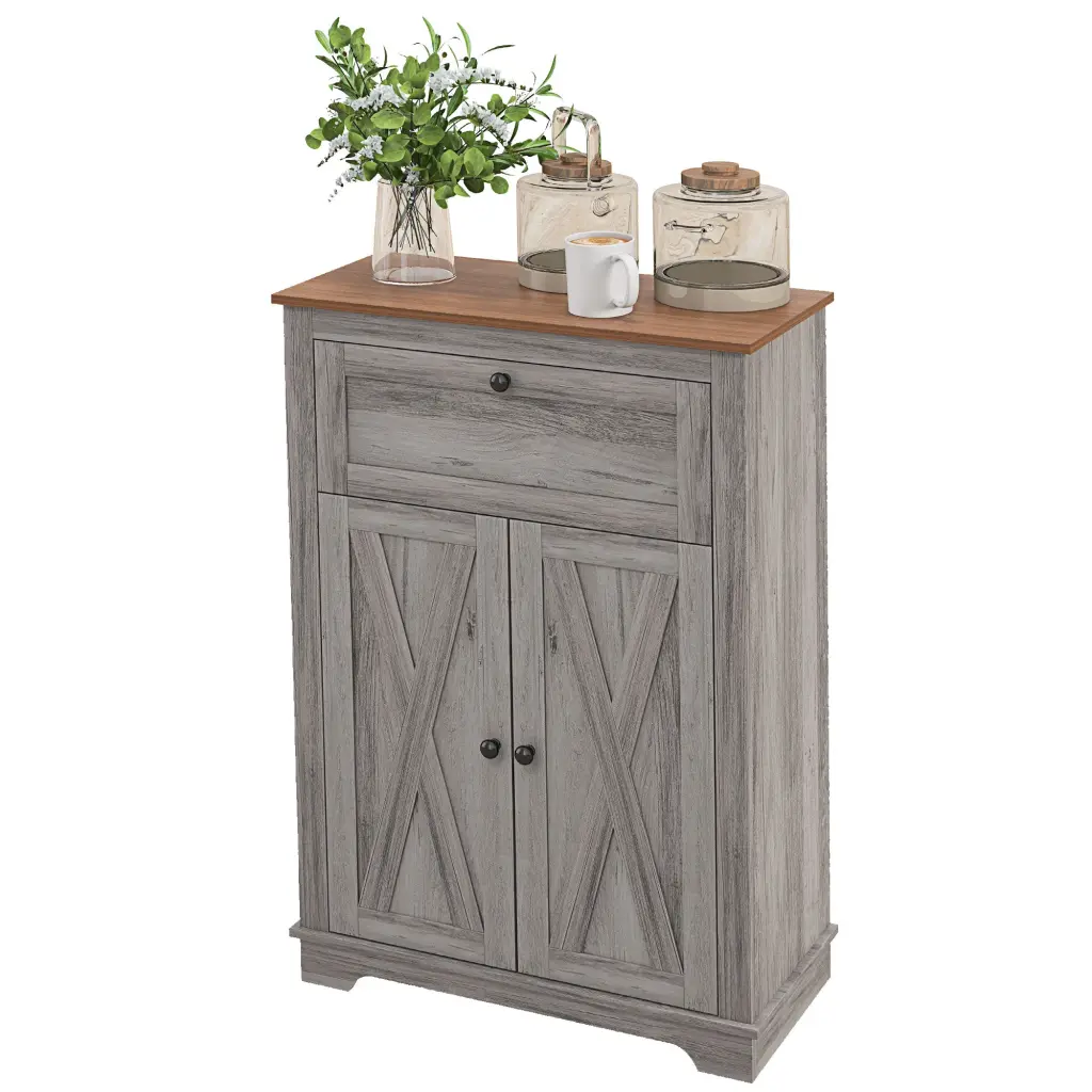 Homcom Farmhouse Barn Door Accent Cabinet Kitchen Sideboard Storage Cupboard aosom business