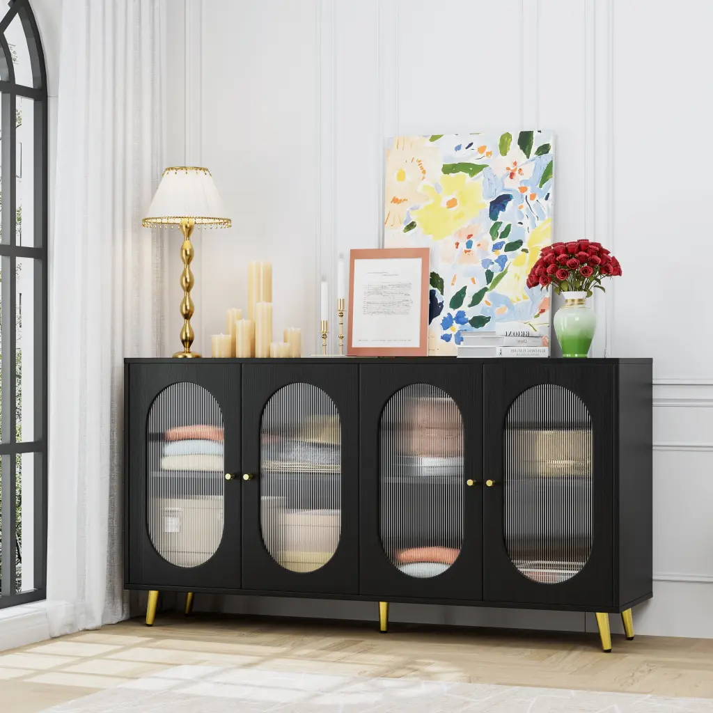 Modern Accent Sideboard Cabinet Acrylic Doors Freestanding Storage hs furniture